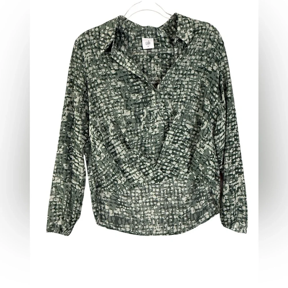 Cabi Green Patterned Women's Top XS - Picture 1 of 9